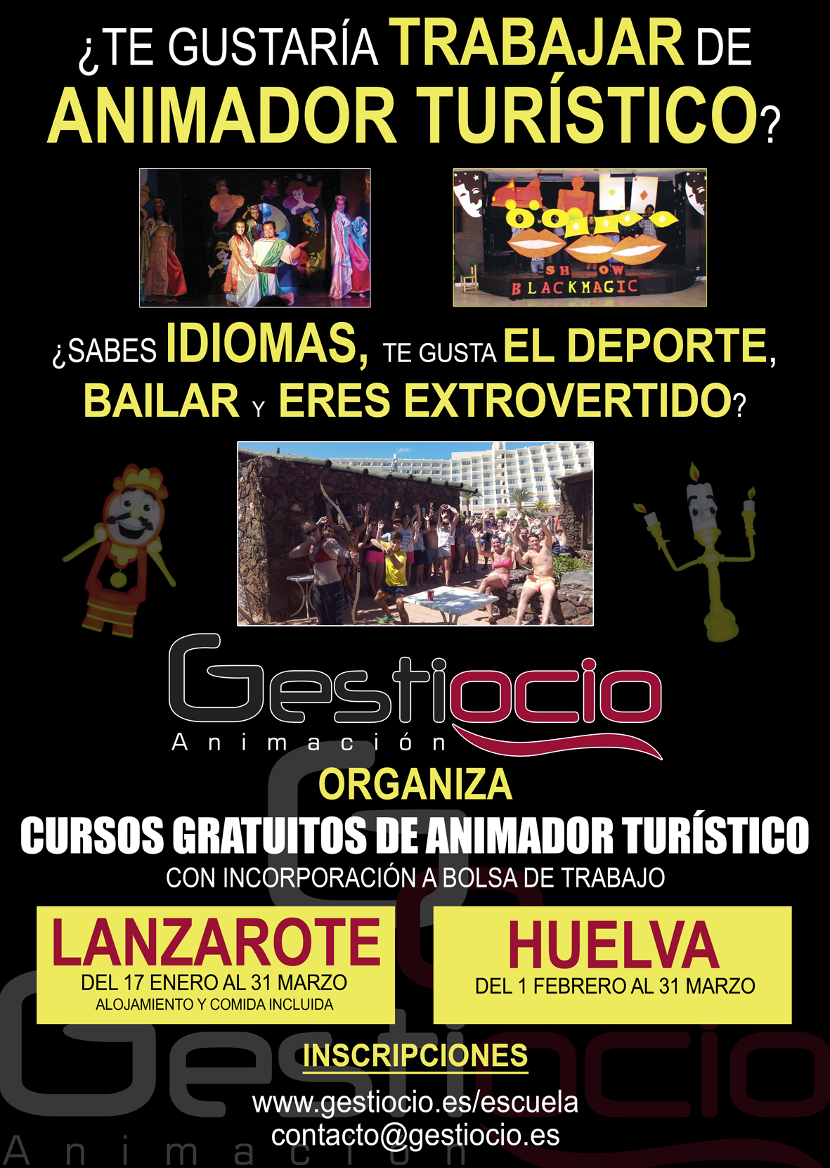 Cursos de Animador turístico. Lanzarote y Huelva. 2016